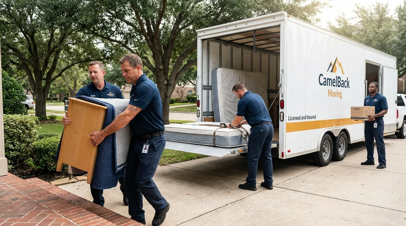 Crew loading residential truck for cross-state move from Troy, MI